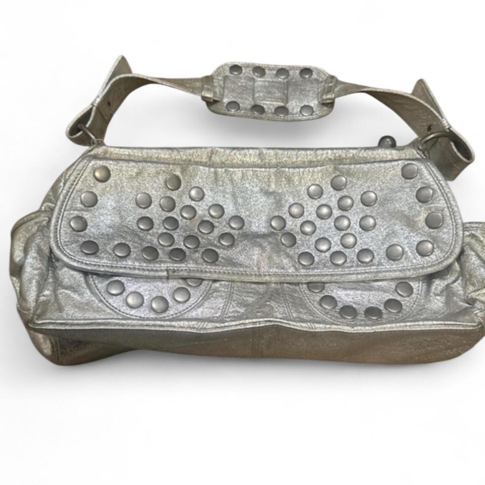 Steve Madden Y2K 2000s Vintage Silver metallic studded purse.